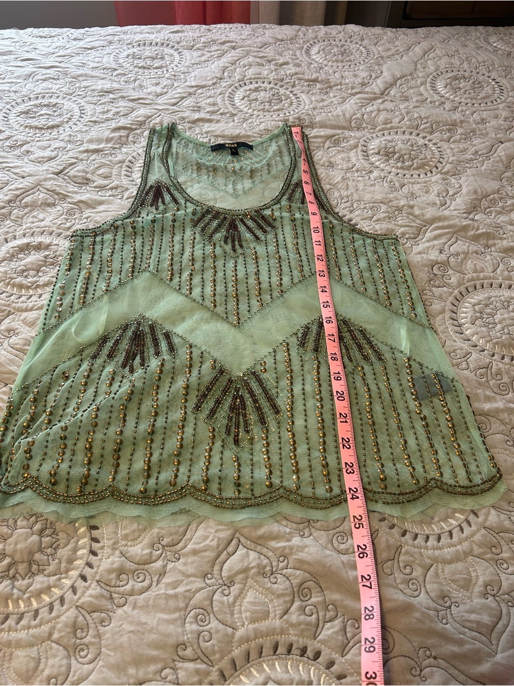BKE Mint Green Beaded Sleeveless Camisole - Picture 7 of 8